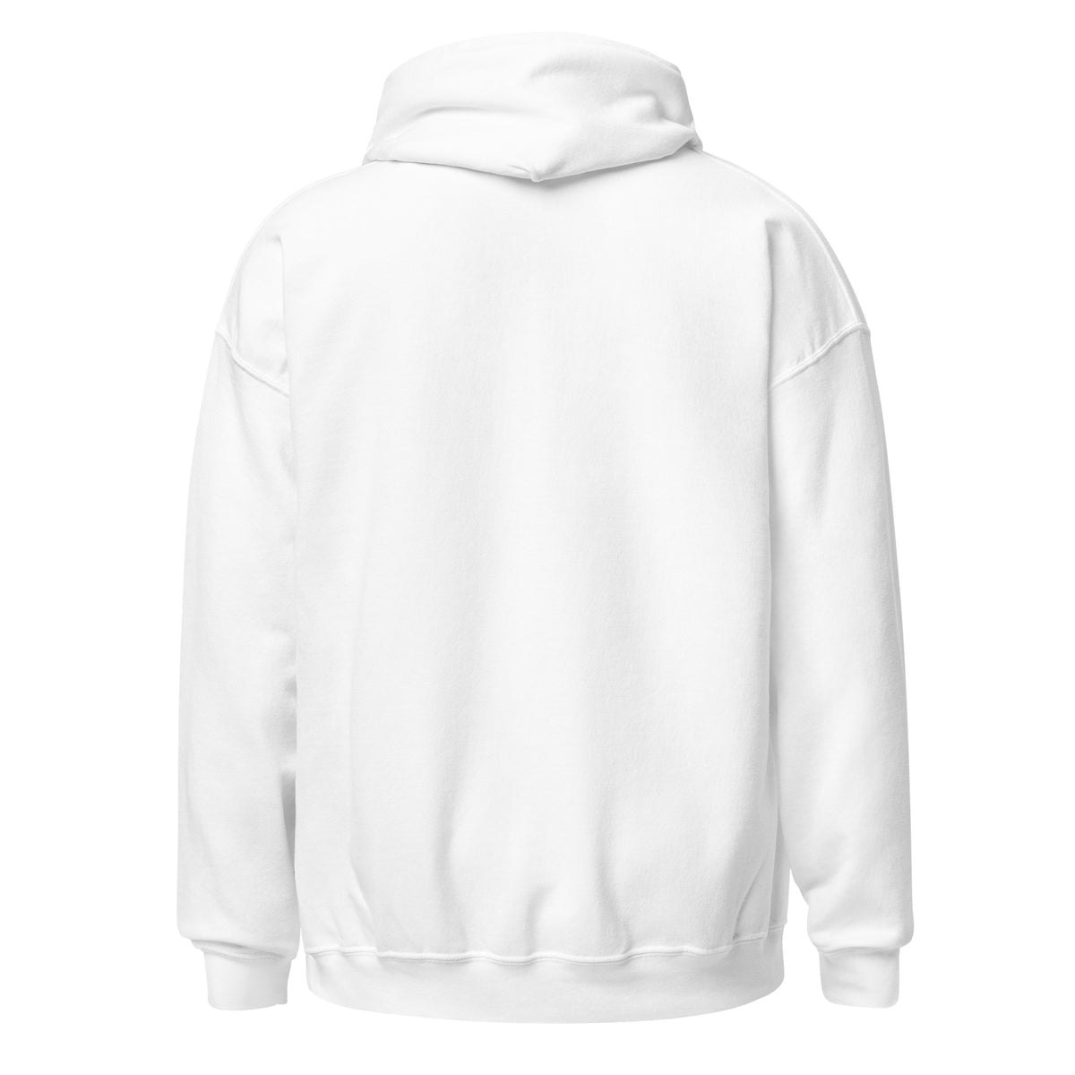 Back view of Sheldon Halloween Bandana Hoodie — plain white Gildan 18500 hoodie